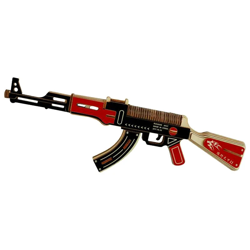 

3D DIY Assembled Pistol Kids Wooden Puzzle Toys Revolver AK Rifle Submachine Gun Jigsaw Puzzles Board Children DIY Games
