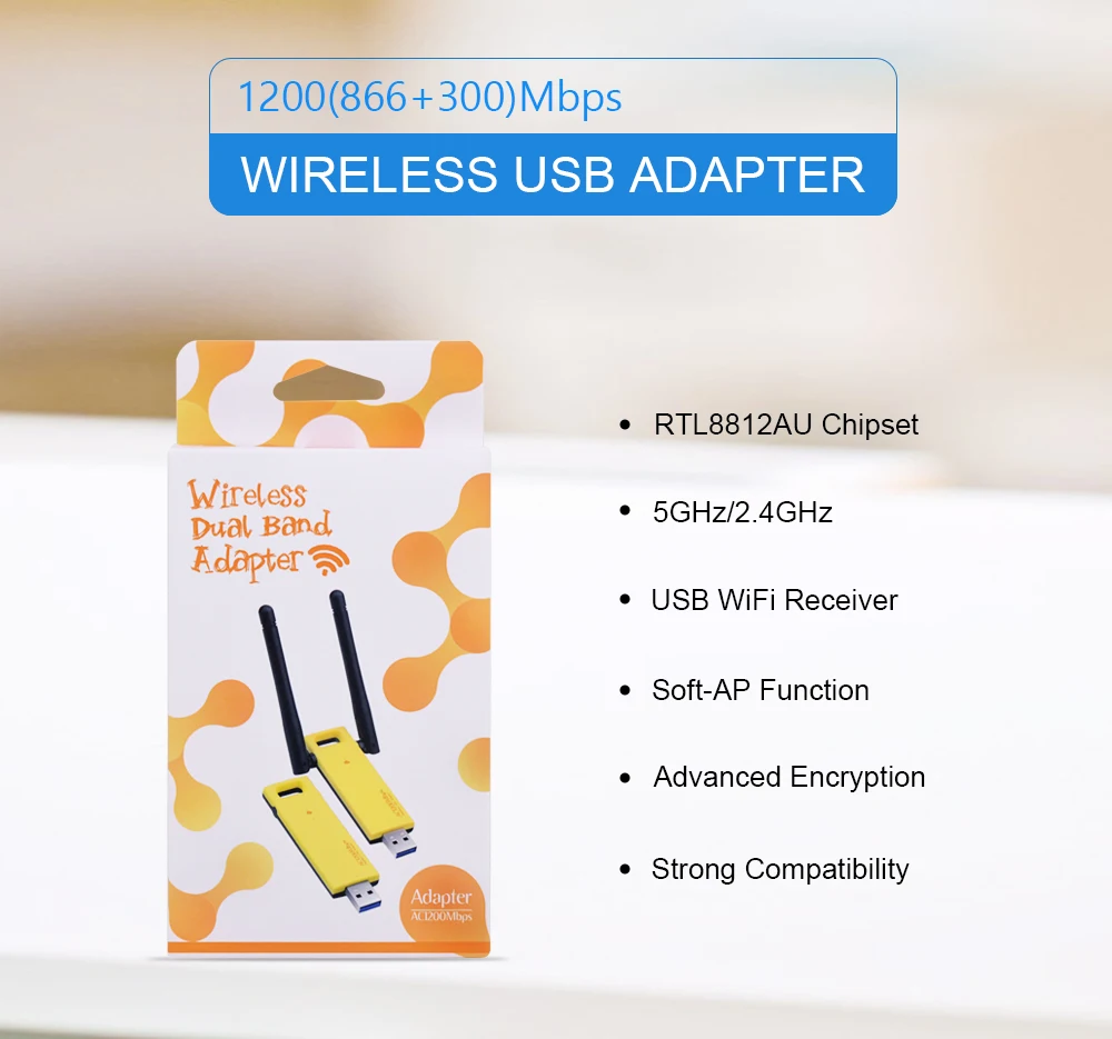 Двухдиапазонный 1200 Мбит/с беспроводной USB 3,0 Realtek RTL8812AU/BU Wifi адаптер 2,4 г/5 ГГц сетевой карты ключ с антеннами для настольного ПК