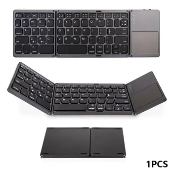 

2020 Mini Compact Triple Folding Keyboard Portable Cool Wireless Phone Tablet Keyboard With Mouse Touchpad