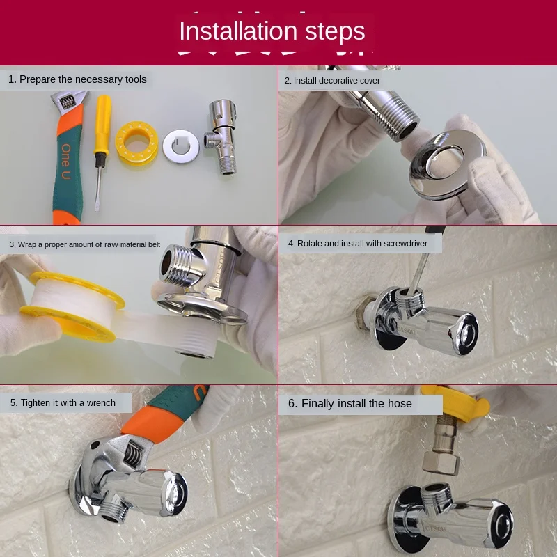 1/2 IN Hot and Cold Water Triangle Valve Water Stop Valve Basin Basin Solar Electric Heater Switch Eight