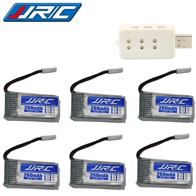 

JJRC H8 Original Battery 3.7V 260mAh Lipo Battery and 6-USB Charger for H8 JJRC H8 Mini RC Quadcopter drone part H8Mini