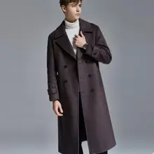 S-6XL, новинка, мужской утепленный шерстяной Тренч, повседневное пальто размера плюс, двустороннее удлиненное шерстяное пальто выше колена