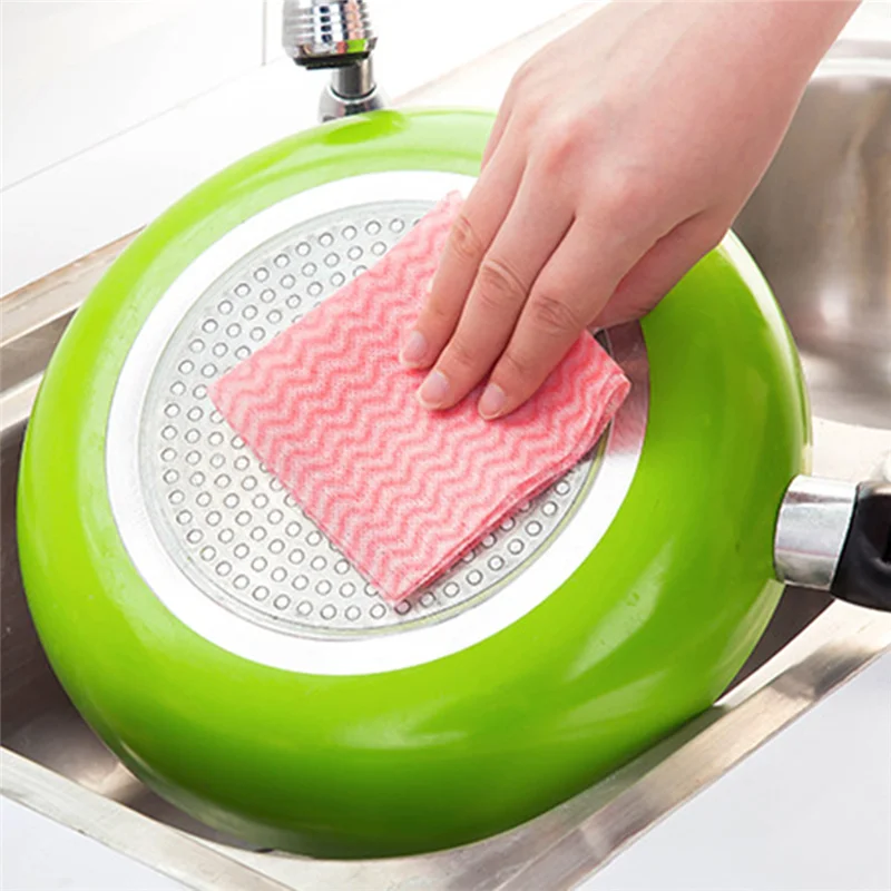 70 Pcs/Pack Environmental Wash Cloth Disposable Washing Dish Towel Kitchen Non-stick Oil Cleaning Wiping Rags Tableware Tools