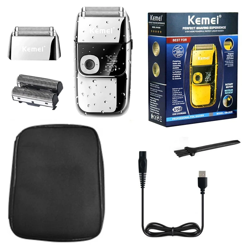 Electric Shaver Original Metal Housing Barber Pro Beard Hair For Men Rechargeable Bald Head Shaving Machine Set