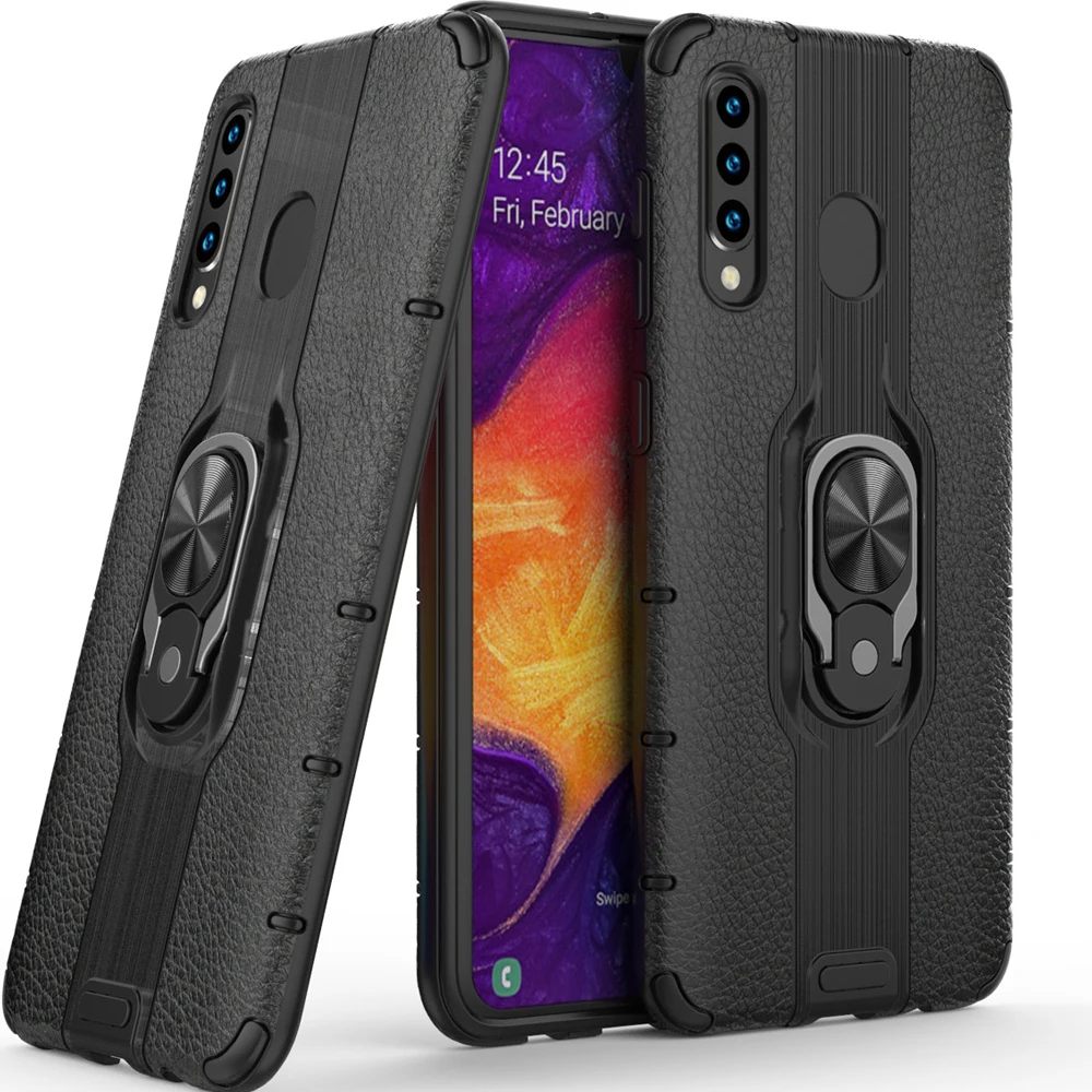 Для samsung Galaxy A50 чехол Роскошная Кожаная подставка из ТПУ Кольцо Магнит защитная