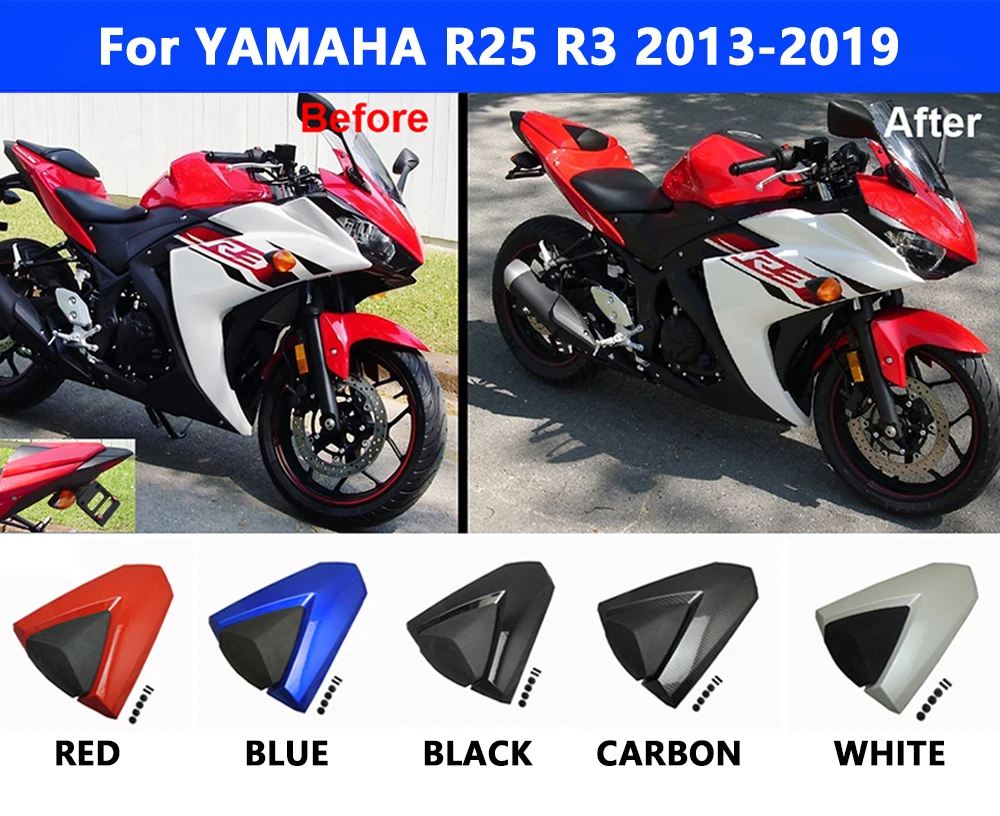 KEMiMOTO для YAMAHA YZF R25 R3 крышка заднего сиденья мотоцикла Solo обтекатель клобук YZF-R3 2013- YZF-R25