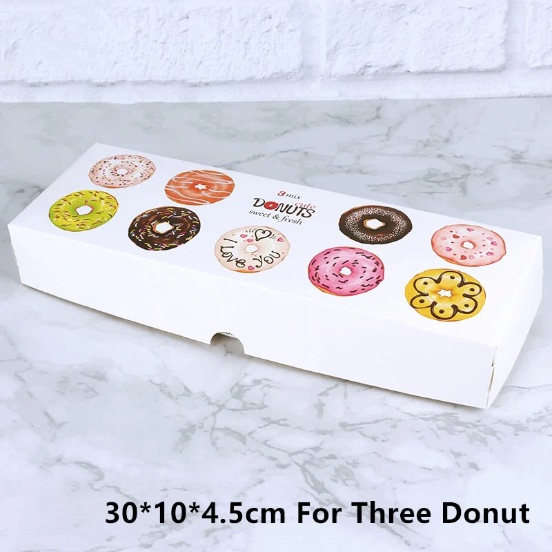 For Three Donut LBSISI Life 100 шт. бумажная коробка для пончиков для детского душа подарочные коробки пончик тема День рождения Рождество вечеринка украшения Детские сувениры - Цвет: For Three Donut