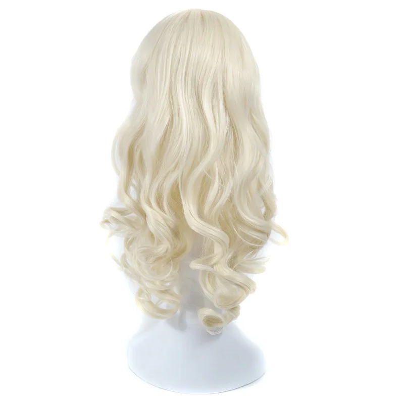 LIHUI White gold Wavy wig Long curly hair Synthetic wig Middle separation Wigs for Women