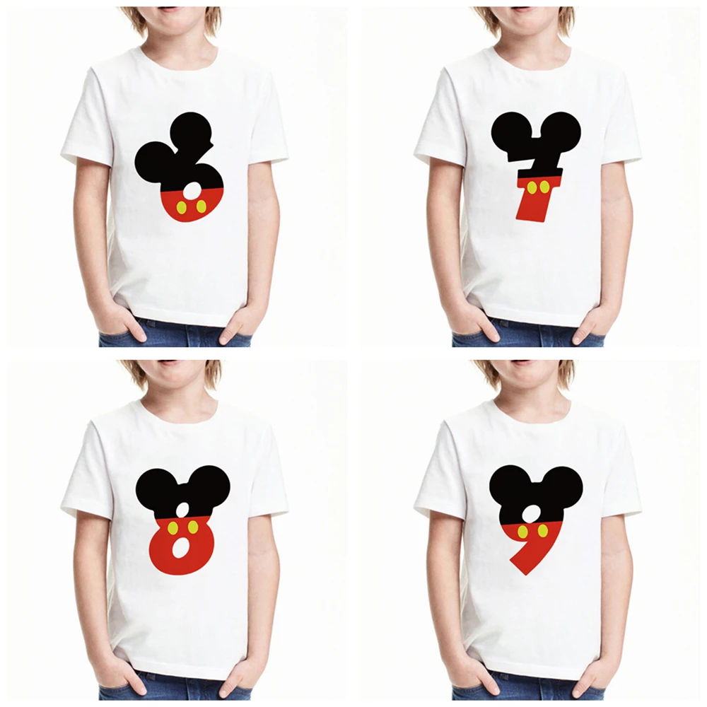 Convención erupción amor Camiseta de Mickey Mouse para cumpleaños, camiseta de dibujos animados para  niñas del 0 al 9, Tops divertidos para niños, ropa de Disney|Camisetas| -  AliExpress