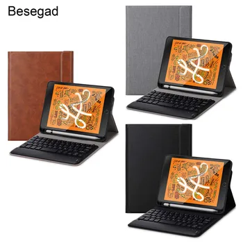 

Besegad Smart Protective Case PU Leather Cover Skin Shell with Bluetooth Wireless Keyboard Key board for Apple iPad Mini 5 Mini5