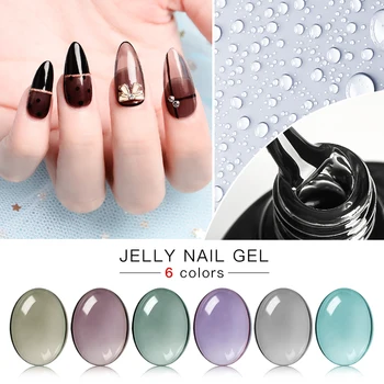

MEET ACROSS 6Pcs Translucent Jelly Nail Gel Set Long Lasting Nail Art Gel Polish Semi-transparent Nail Art Varnish Lacquer