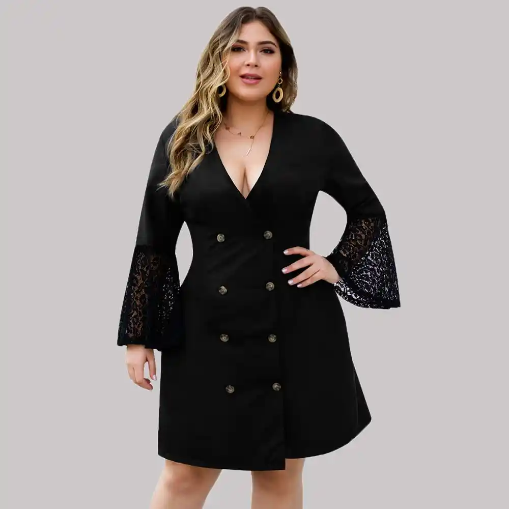 plus size blazer dress black