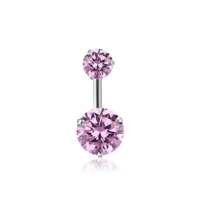 Pink Пирсинг живота Ombligo 3 шт. двойной Круглый геометрический форма пупка кольцо пупка ногти сексуальные украшения для тела ночной клуб - Окраска металла: Pink