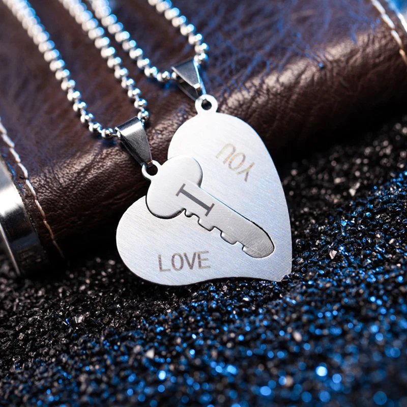 

Creative Necklaces Lover's Key Heart Pendants For Women Men Stainless Steel Couples Necklaces Fashion Gifts Romantic Jewelry
