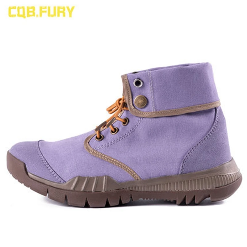 fold purple Зимние высокие бархатные теплые дышащие уличные рабочие ботинки martin; походная обувь в стиле ретро; парусиновая обувь для пустыни размера плюс - Цвет: fold purple