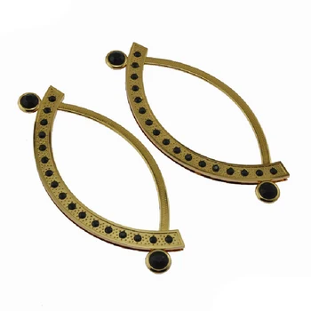 

vintage Hand buckle for handbag Fish mouth shaped DIY purse frame Bronze gold Black Diamond elegant fashion bag Accessories