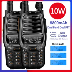 BAOFENG – walkie talkie UV X10 10W double bande VHF/UHF, chargeur USB, Radio bidirectionnelle, mise à jour UV 5R Plus, 2 pièces 