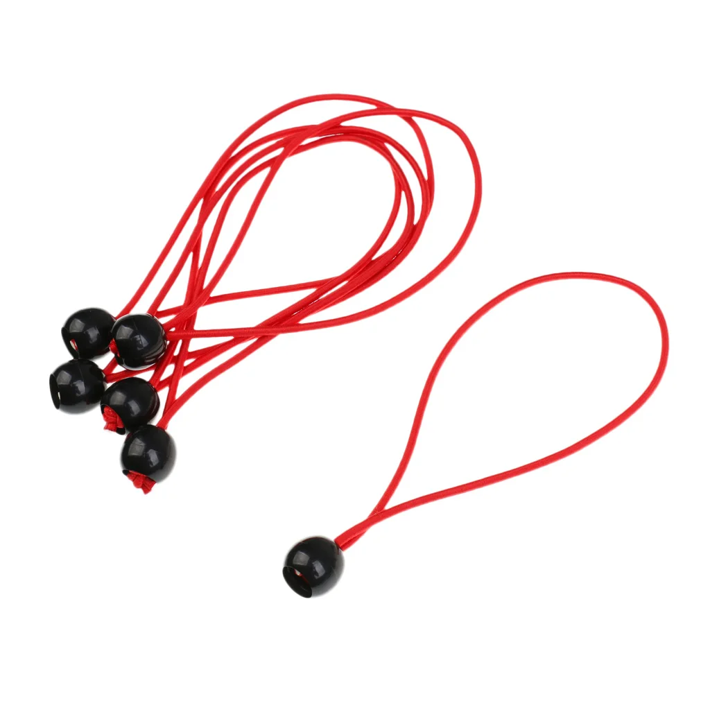 6 Pieces/ Set 15cm/5.9'' Ball Elastic Cord Tent Canopy Tarp Fixing Securing Tie Down Strap Multi Purpose DIY Tool