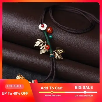

Long Ethnic necklace Women's Peace Clock Vintage Necklace Shell Flower chalcedony Rope Chain Leaf necklace pendants jewelry