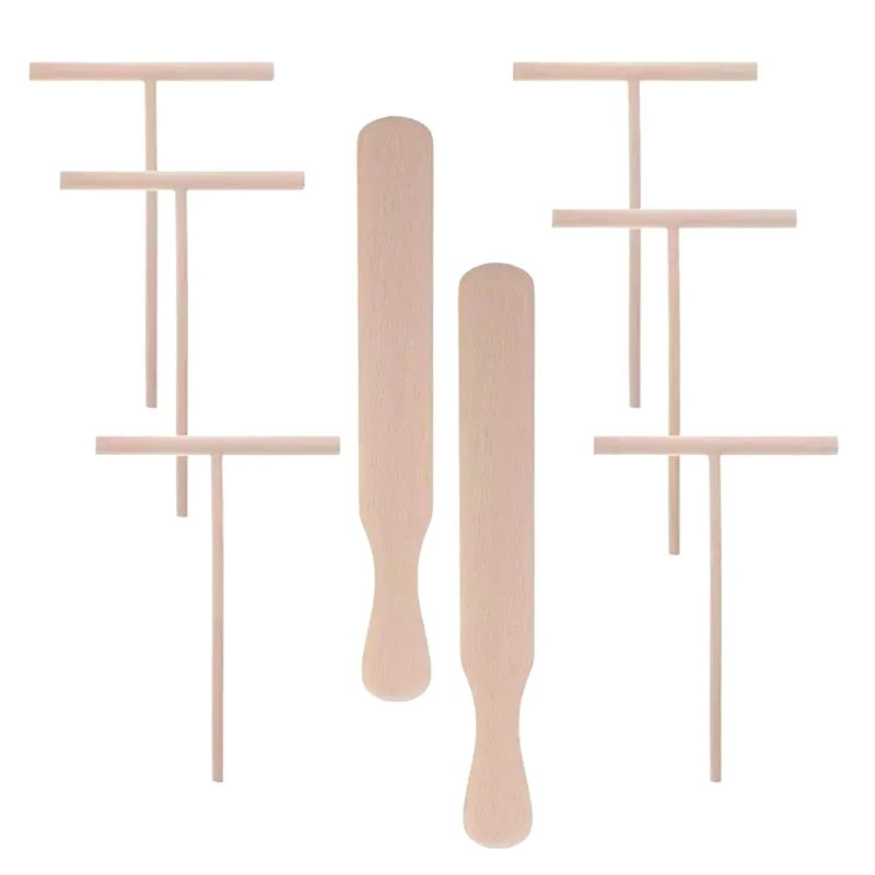 8pcs Tshaped Pancake Utensils Crepe Nonstick Wooden Spreader And