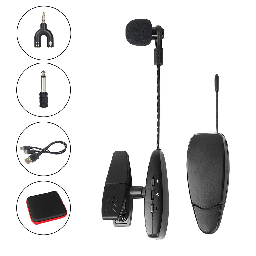 Ceny UHF saksofon mikrofon bezprzewodowy System mikrofonowy klip na instrumenty muzyczne dla saksofon trąbka saksofon róg Tuba flet klarnet rury