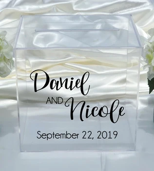 

Personalized Wedding Card Box Decal Stickers Engagement Vinyl Decals Custom Sticker Removable Simple Rustic Wedding Decor 1003