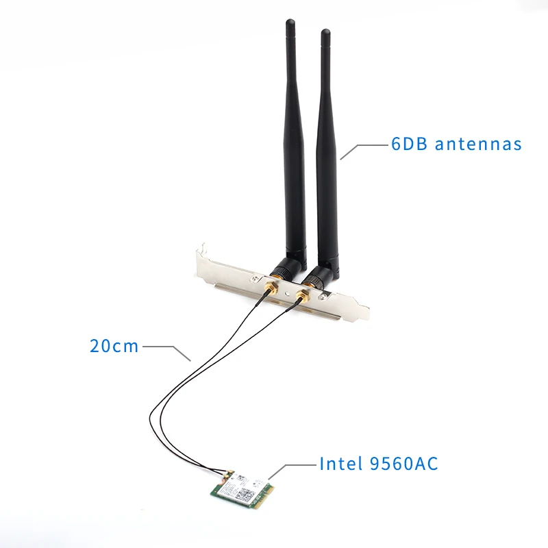 1730 Мбит/с Intel двухдиапазонный беспроводной AC 9560 Настольный комплект Bluetooth 5,0 802.11ac M.2 CNVI 9560NGW Wifi карта с 2x6 DBI антенной