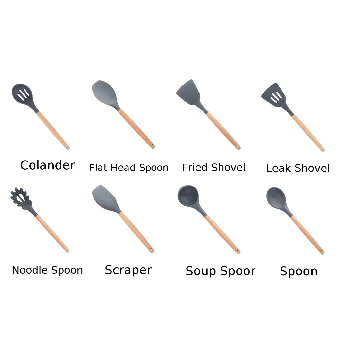 Силиконовая посуда шпатель термостойкая суповая ложка антипригарная|Наборы