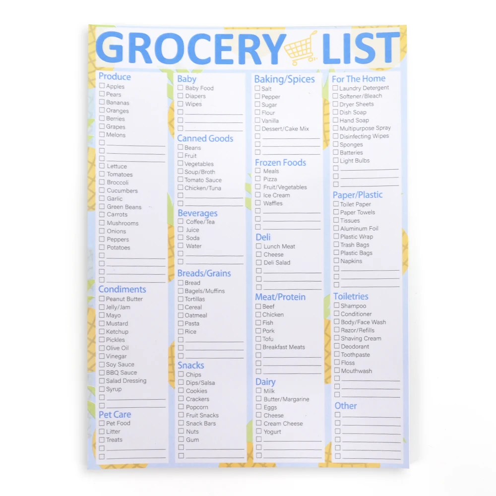 

Grocery List Magnet Pad for Fridge Magnetic Notepad with 28 Page 7x10â€ Printed Shopping List Items and Grocery Notepad