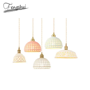 

Nordic Retro Ceramic Pendant Lights Modern Hollow Art Hanging Lamp Bar Restaurant Living Room Cafe Loft Pendant Lamp Fixtures