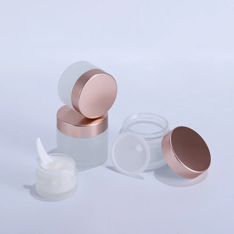 

5pcs 5g 10g 15g 30g 50g Frosted Glass Face Cream Jars Bottles Refillable Cosmetic Jars Containers Lotion Eyeshadow Essential Oil