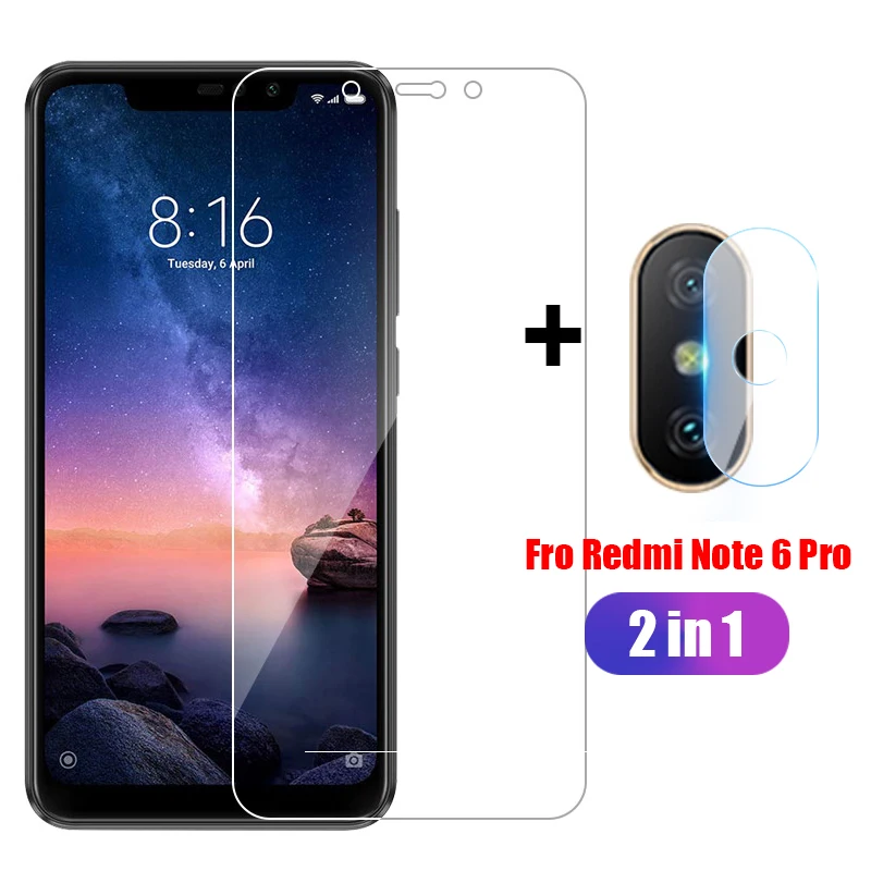 

2 in 1 For Xiaomi Redmi Note 6 Note6 Pro Tempered Glass Screen Protector+Camera lens Soft Film Redmi Note 6Pro Protective Film