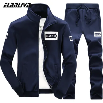 

Spring Autumn Tracksuit Set Men Fashion Clothes Sets Sweatsuits Male Zipper Sweatshirts +Sweatpants Mens Sporting Track Suits