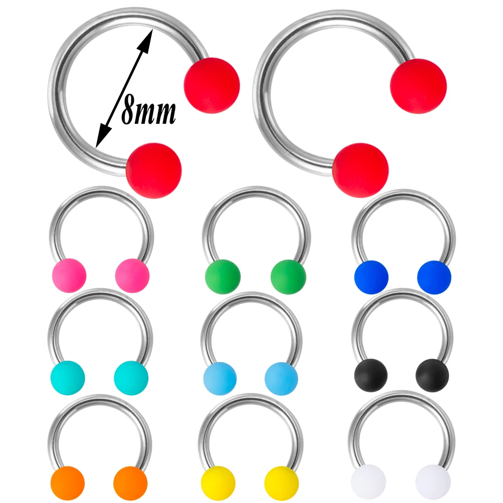 10pcs Fine Smooth Matte Candy Horseshoe Piercing Ring Nose Septum
