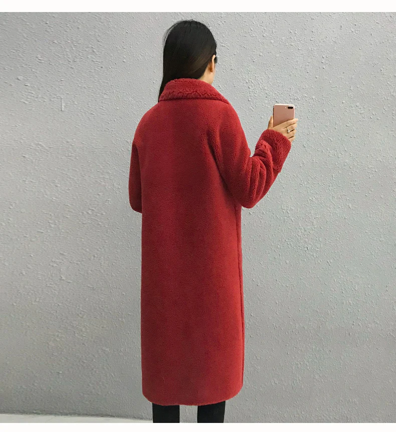 Faux Women Fur Coats Autumn and Winter Thick Warm Long Double-faced Fur jacket vintage Single Breasted Wool Overcoat womens