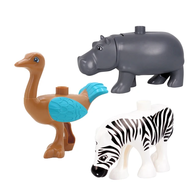 Zoo Animals Series Set Big Size Building Blocks Assemble Accessories Cute Birds Beasts Elephant Tiger Bricks Education Toys Kids 3pcs African animals