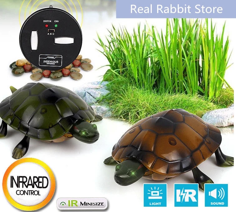 [Funny] Trick electronic pet RC simulation sound& light Tortoise robot model prank toy remote control smart animal kids gift