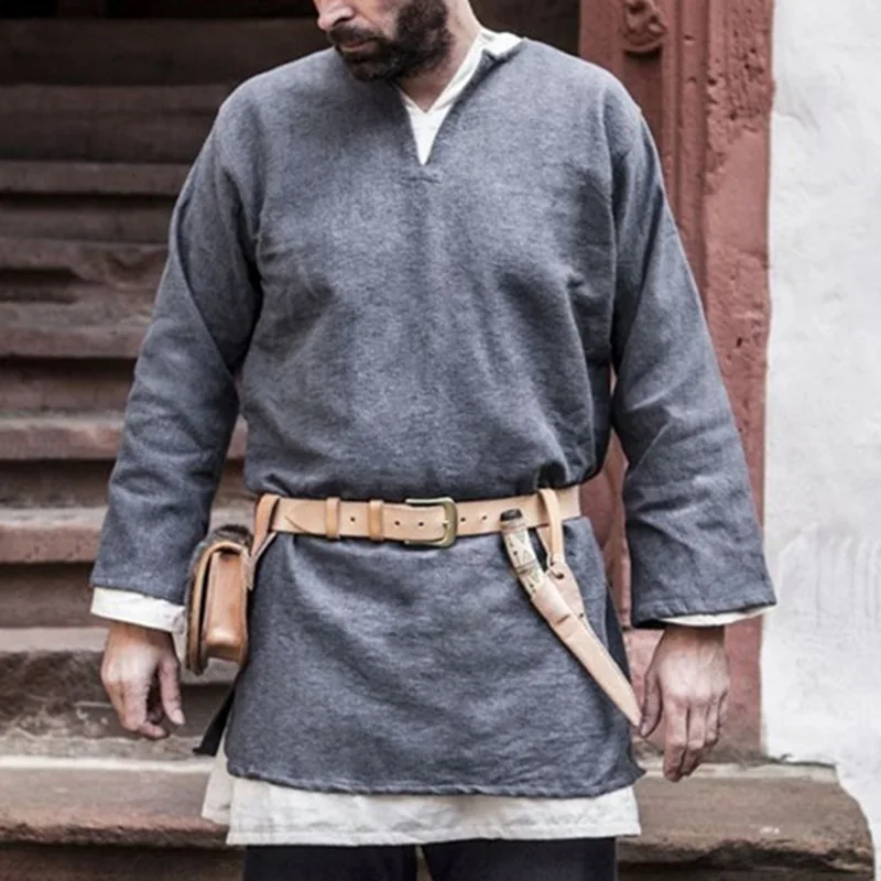 Средневековая мужская туника костюм топ сцена охотник косплей рубашка Garb одежда