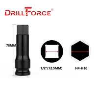 Drillforce 1/2" Drive Impact Hex Socket Bit H4/H5/H6/H7/H8/H9/H10/H11/H12/H13/H14/H15/H16/H17/H18/H19/H20/H21/H22/H24/H27/H30 2