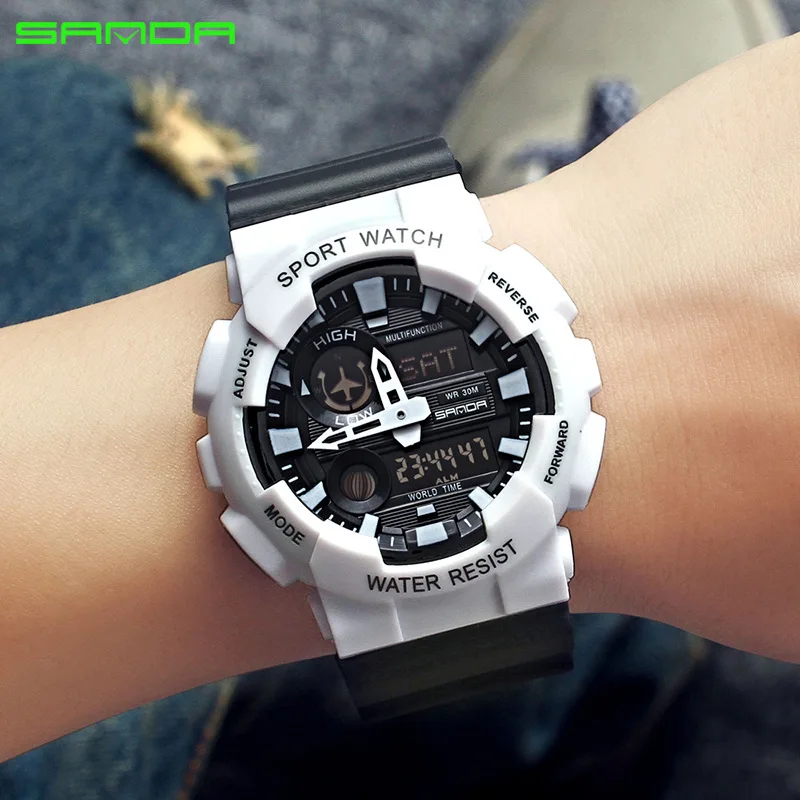 

SANDA 2019 men and women Outdoor Sports Watches Clock Fashion luminous Running Creative electronic watch relogio gift box