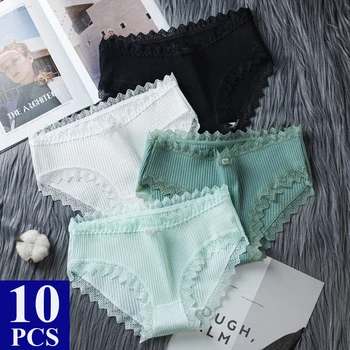 

10pcs lot women panties underwear Sexy Lace Briefs Underpants Women cotton Underwear Lingerie Femme Tangas Stringi Bragas
