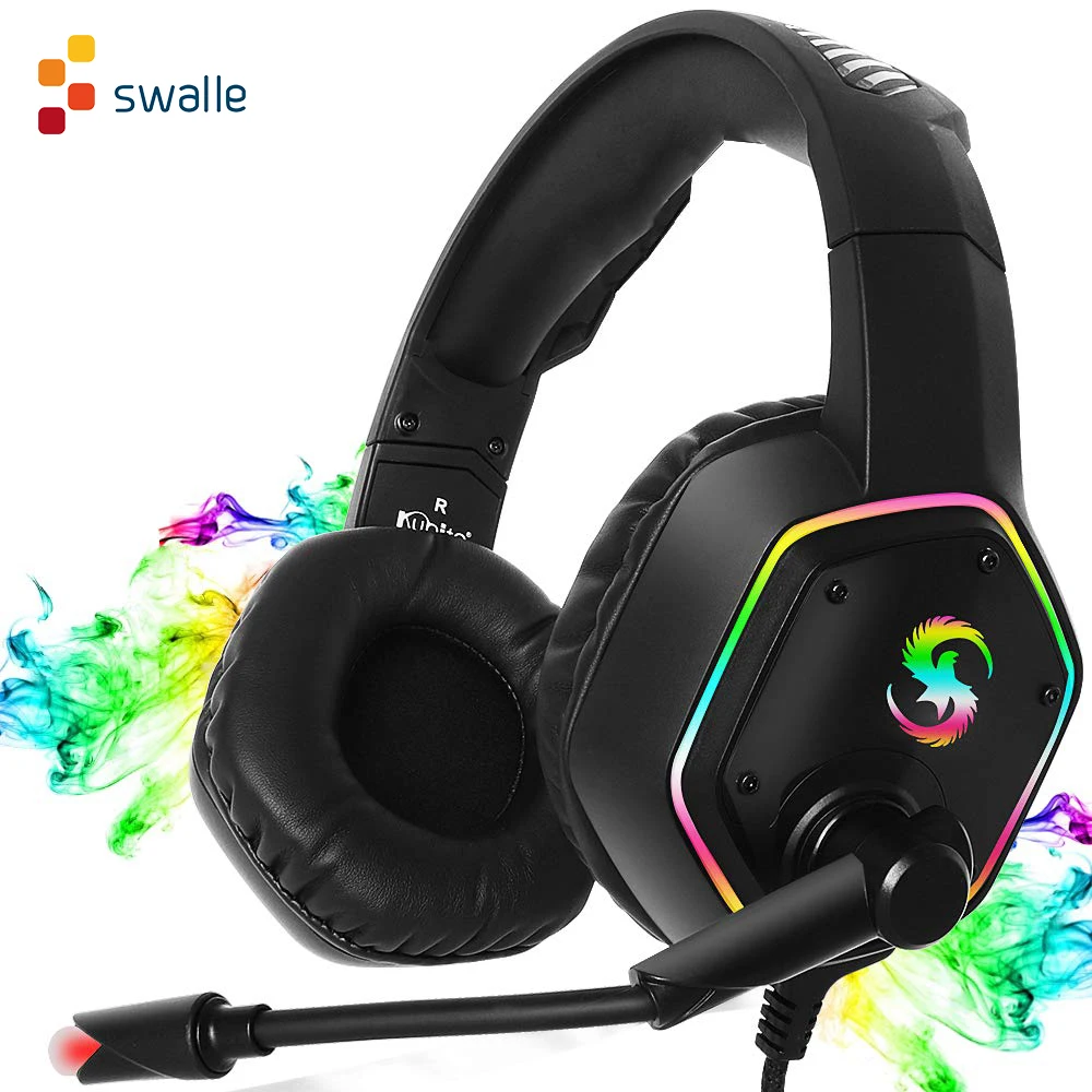 Headset Gamer Stereo Deep Bass Gaming Headphones Adjustable Earphone With Microphone LED light for Computer PC Laptop Notebook