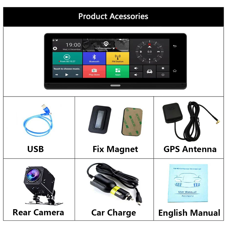 WHEXUNE 8 дюймов 4G Автомобильный видеорегистратор Камера ADAS Android Dvr Автоматическая регистрация gps навигация Full HD 1080P видео рекордер Две камеры автомобиля