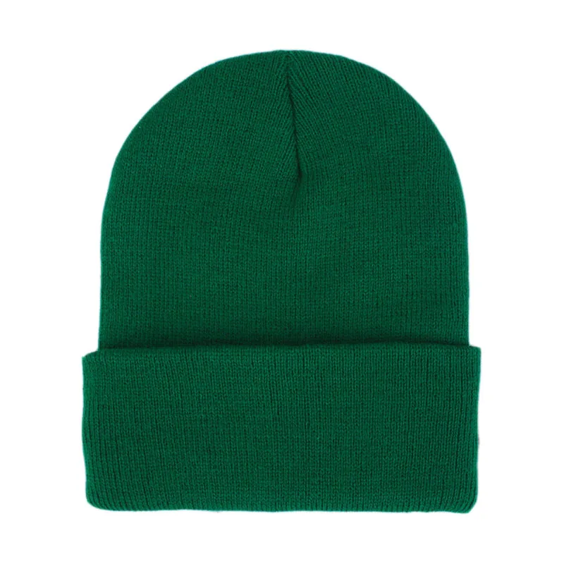 dark green Осенне-зимние модные шапочки для мужчин, теплая шапка унисекс для женщин, милая шапка, женская вязаная шапка, черная, белая, красная, розовая Корейская шапка - Цвет: dark green