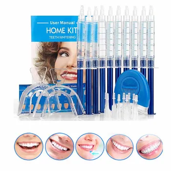 

44%CP Teeth Whitening Kit Bleaching System Bright White Smiles Teeth Whitening Gel Kit Professional Whitener LED Light