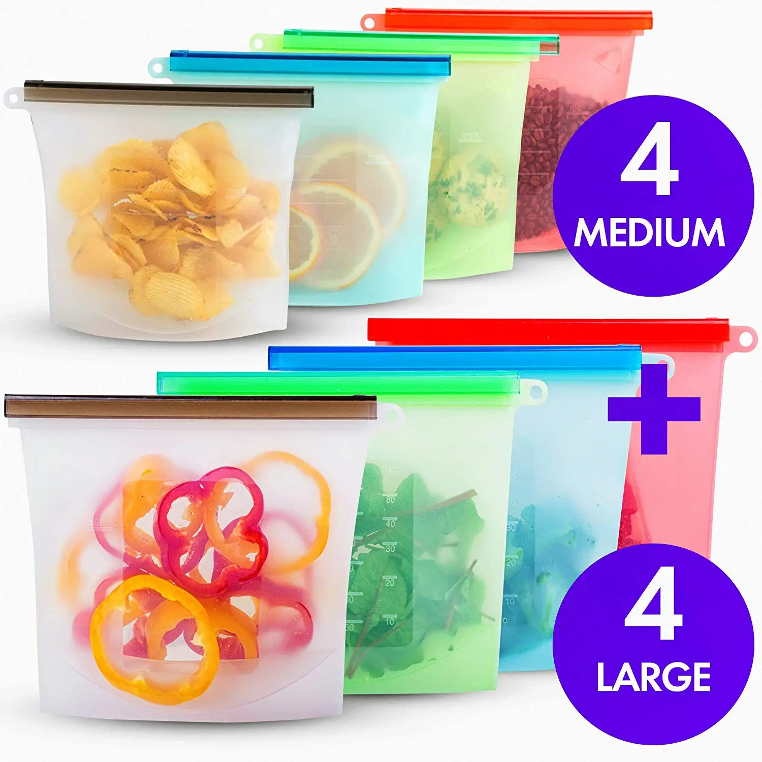 

Reusable Silicone Food Storage Bag 1000ml 1500ml Airtight Seal Food Silicone Ziplock Bags Storage Container Freezer Fresh Bags
