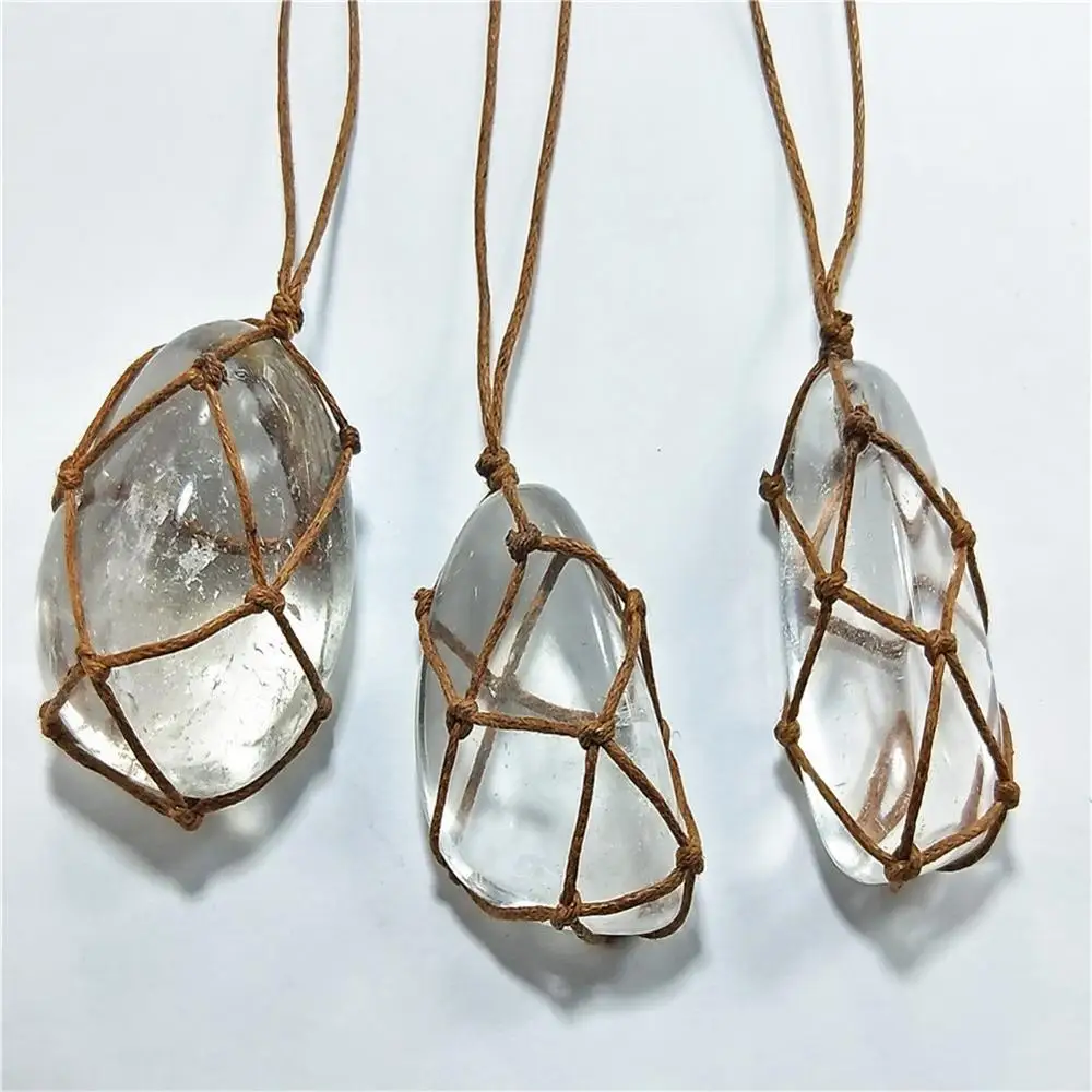 

6pcs/lot Natural Stone necklace white crystal pendant for Jewelry Hand Making retro weaving style
