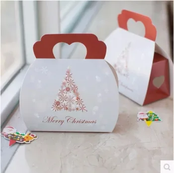 

50pcs Christmas Tree Portable Cassette Christmas Supplies Cake Boxes Candy Packages Biscuit Box Christmas Handbag Gift Boxes