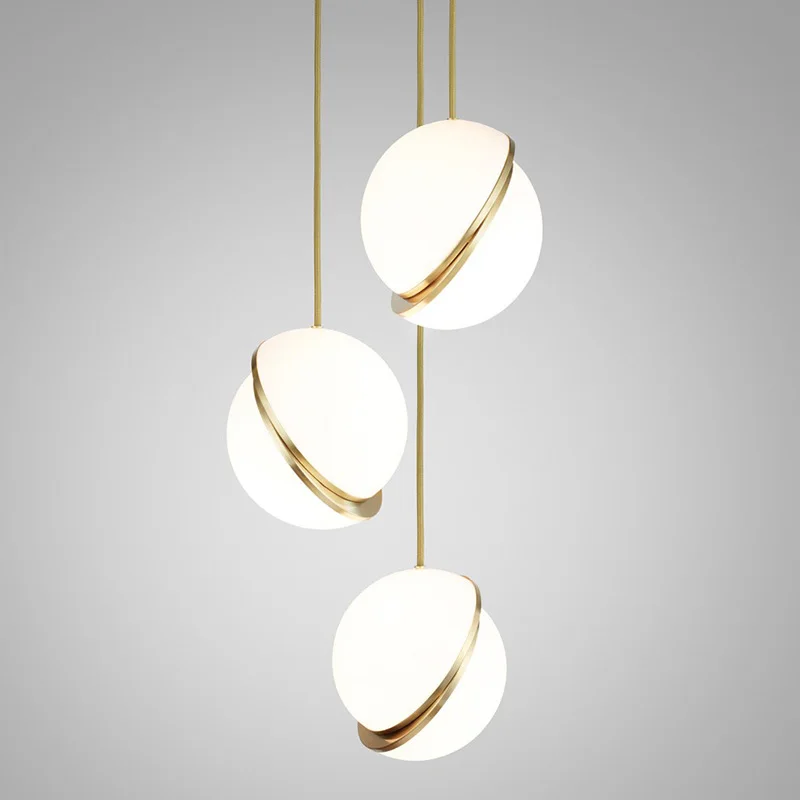 Dislocation crescent moon semi-spherical acrylic chandelier clothing store bar bedside dining room bedroom single head lighting