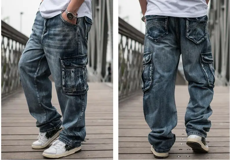 Jeans Men Men's Baggy Jeans Multi Pockets Skateboard Cargo Jeans For Men  Tactical Denim Joggers Jeans Plus Size 30-46 - Jeans - AliExpress